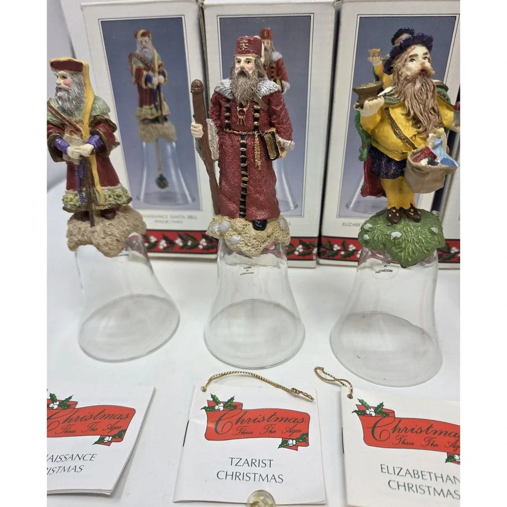 1992 Novelino Santa Bell Lot Christmas Thru The Ages Set of 6 in Boxes